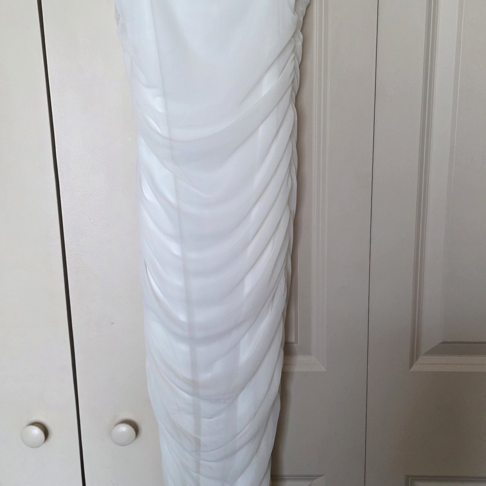 Elegant White Ruched Dress